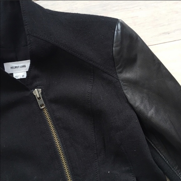 HELMUT LANG Eon Jacket Leather & Wool Asymmetrical Jacket P - Picture 9 of 11